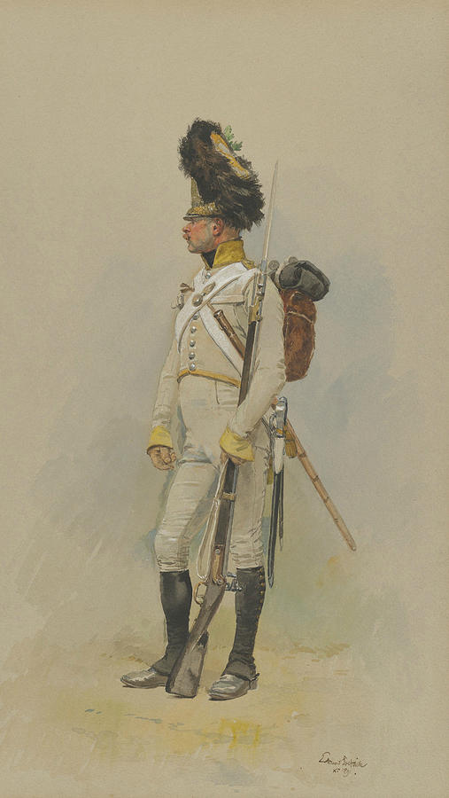 A Standing Grenadier of the Municipal Guard Drawing by Edouard Detaille