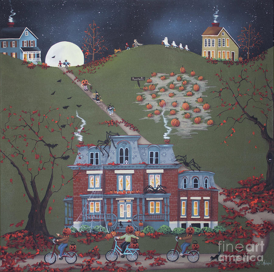 A Star Filled Halloween Evening Painting by Catherine Holman