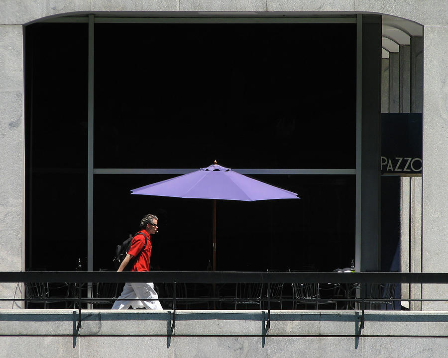 A Stogie and a Purple Umbrella -- Man with Cigar Walking in Chicago, Illinois Photograph by Darin Volpe