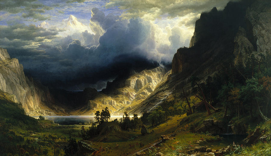 A Storm in the Rocky Mountains, 1866 Painting by Albert Bierstadt