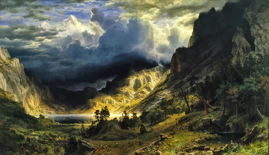 A Storm In The Rocky Mountains Mt Rosalie By Albert Bierstadt Painting ...