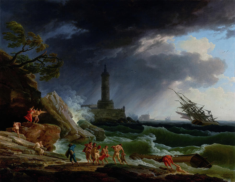 A Storm on a Mediterranean Coast by Claude Joseph Vernet Painting by Rolando Burbon