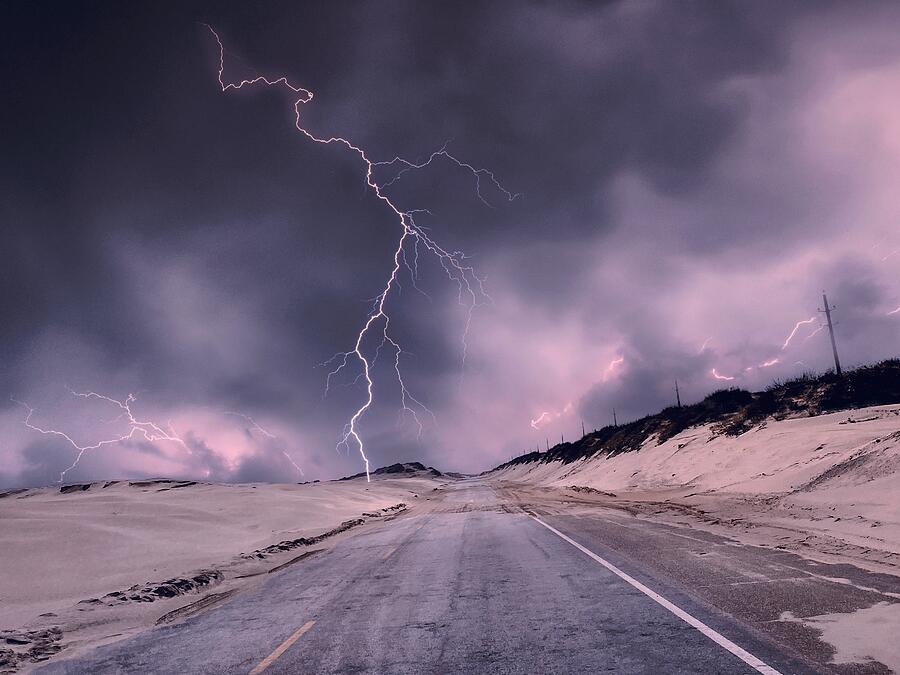 Road Photograph - A Storm on the Island by Charlene Adler