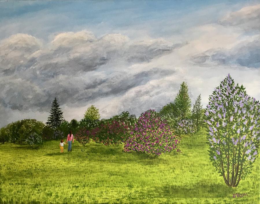 A Stormy Stroll at Highland Park Painting by Denise Van Deroef