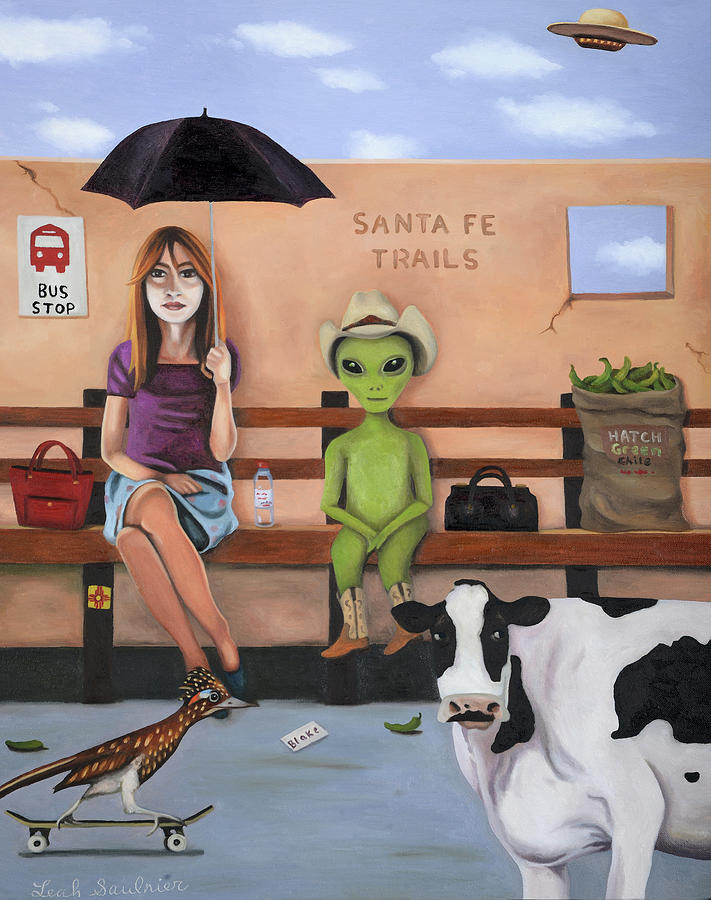 A Strange Day At The Bus Stop Painting by Leah Saulnier The Painting Maniac