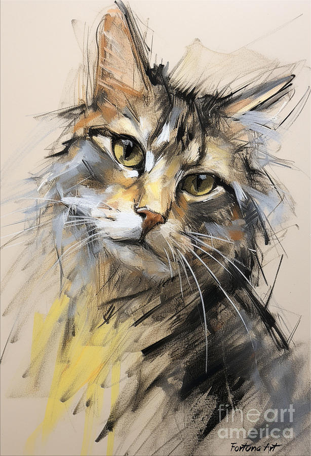 Wildlife Drawing - A Stray Cat by Dragica Micki Fortuna