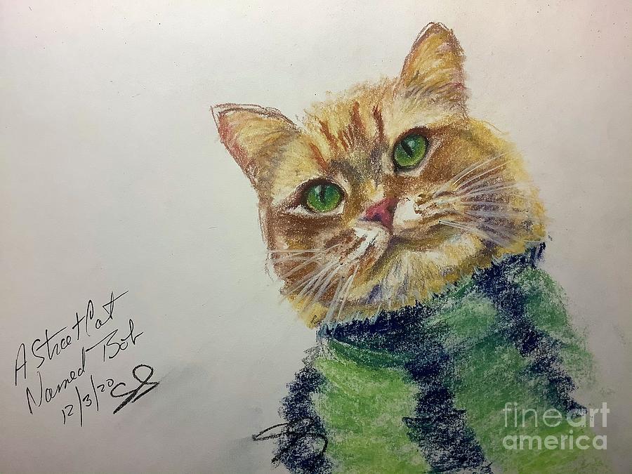 A Street Cat Named Bob Pastel by Susan Sarabasha