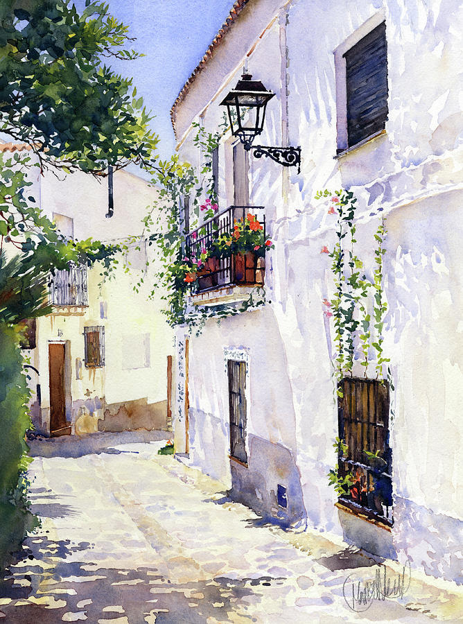 A street In Almocita Painting by Margaret Merry