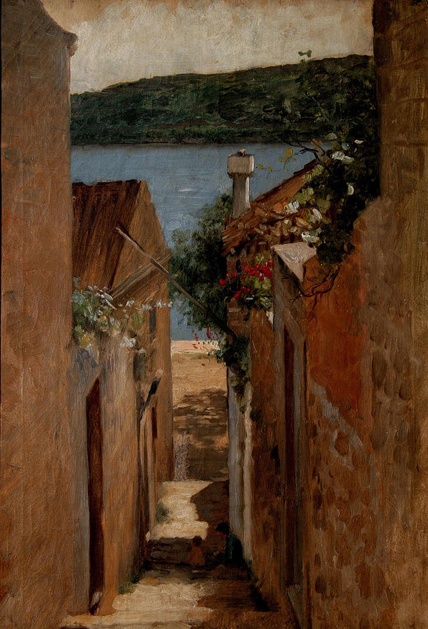 A Street in Cavtat Painting by Vlaho Bukovac - Fine Art America