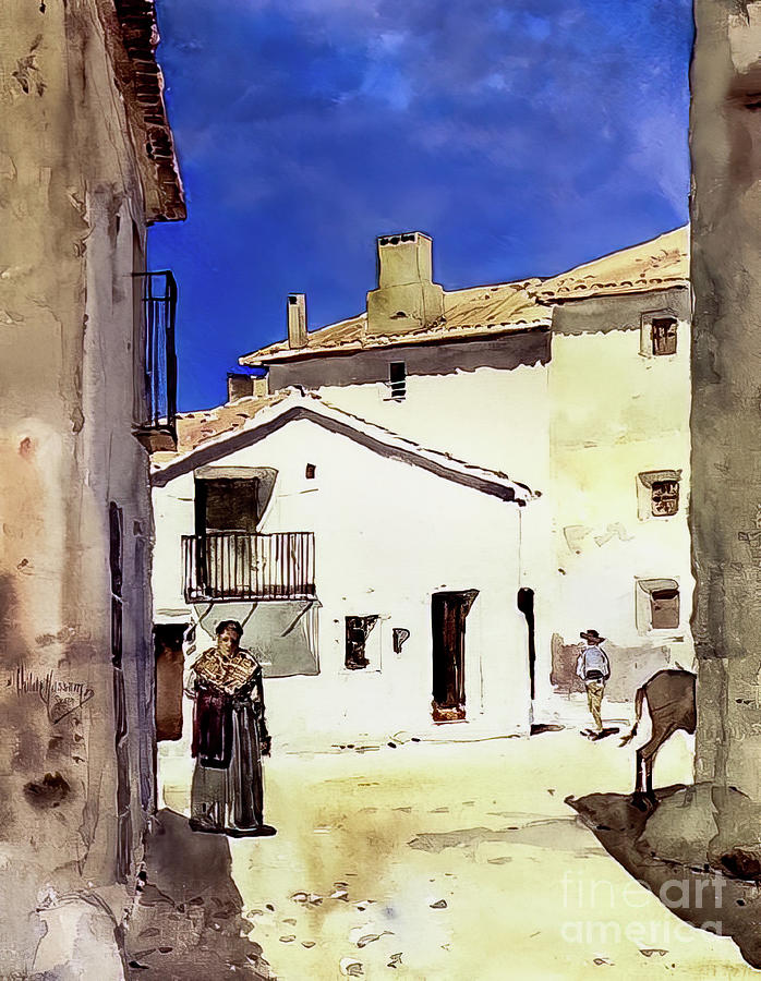 A Street in Denia Spain by Childe Hassam 1883 Painting by Childe Hassam