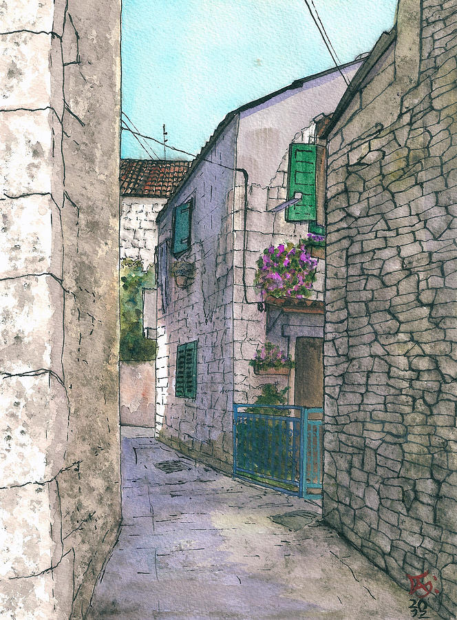 A street in the old city of Split Croatia Painting by Francisco Gutierrez