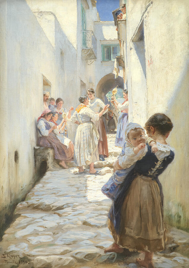 A Street In Torello By Peder Severin Kroyer Painting