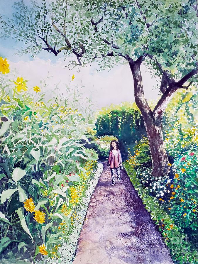 A Stroll by the Sunflowers Painting by Merana Cadorette