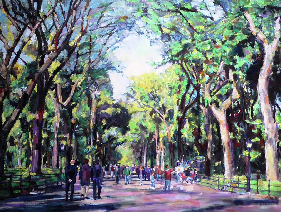 A Stroll in Central Park Mixed Media by Sarah Ghanooni
