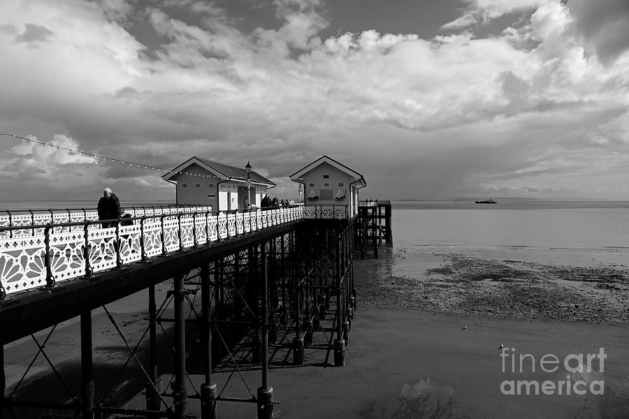 A stroll on Penarth Pier in monochrome South Wales Photograph by James Brunker