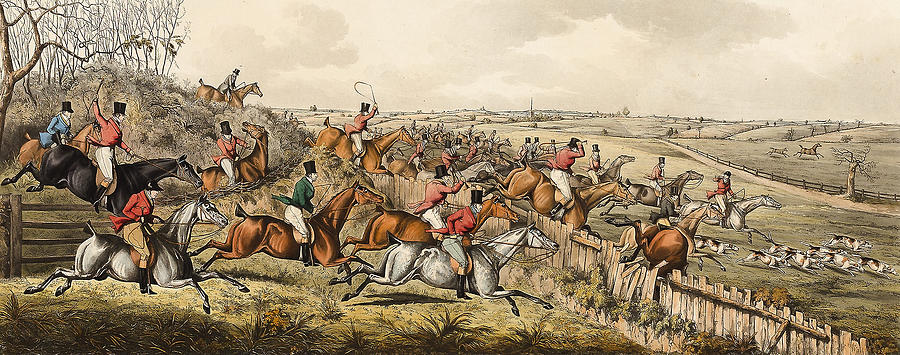 A Struggle for the Start, plate one from The Leicestershire Hunt Relief by John Dean Paul