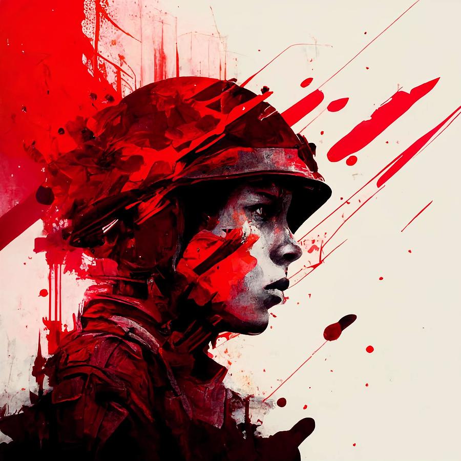 A Stunning Digital Illustration of a Futuristic Soldier Girl in War-Art ...