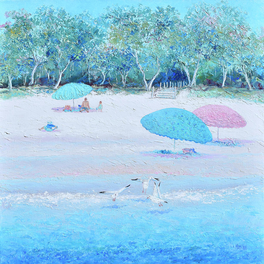 A Summer Beach Scene Painting by Jan Matson