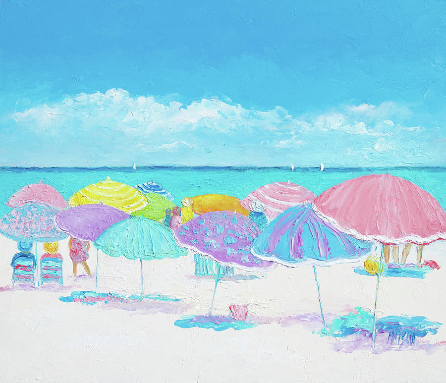 A Summer Day Drifts Away, beach scene Painting by Jan Matson