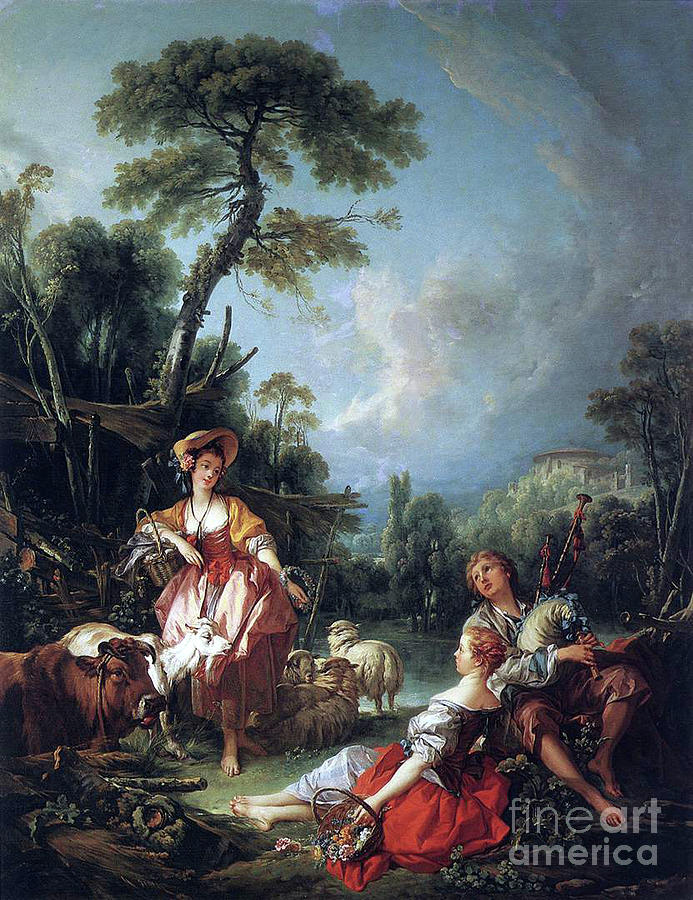 A Summer Pastoral Painting by Francois Boucher