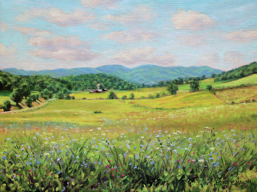 Farm Painting - A Summers Dream - Bath County Virginia Farmland in Summer by Bonnie Mason