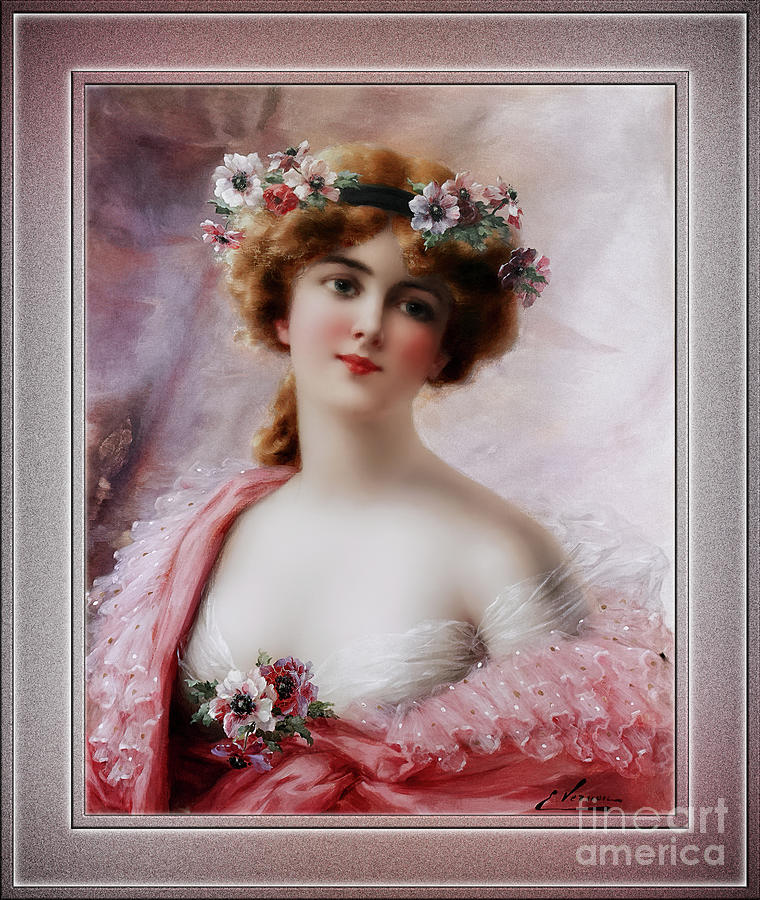 A Summertime Beauty by Emile Vernon Vintage Xzendor7 Old Masters Reproductions Painting by Rolando Burbon