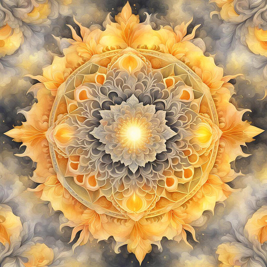 A Sun Radiant Mandala Design CBS GOOD MORNING SHOW Mixed Media by Sandi OReilly