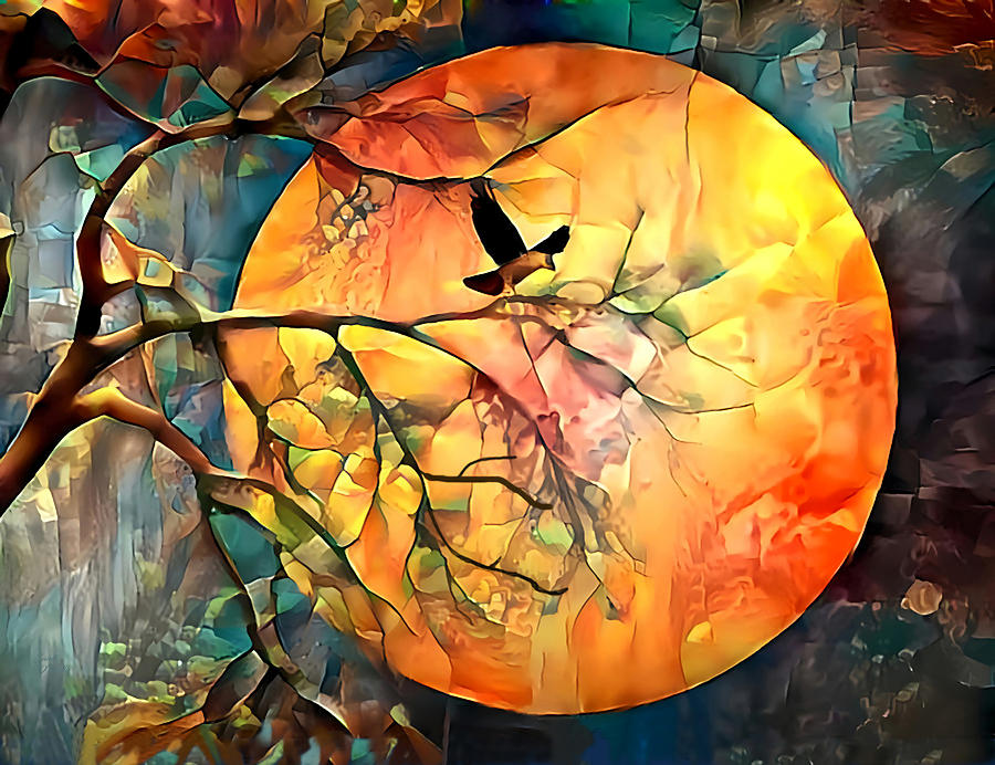 A Sun With Tree Abstract Mixed Media by Sandi OReilly