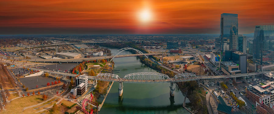 A Sunset Over the Cumberland River Photograph by Marcus Jones