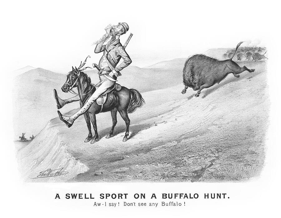 A Swell Sport On A Buffalo Hunt Drawing
