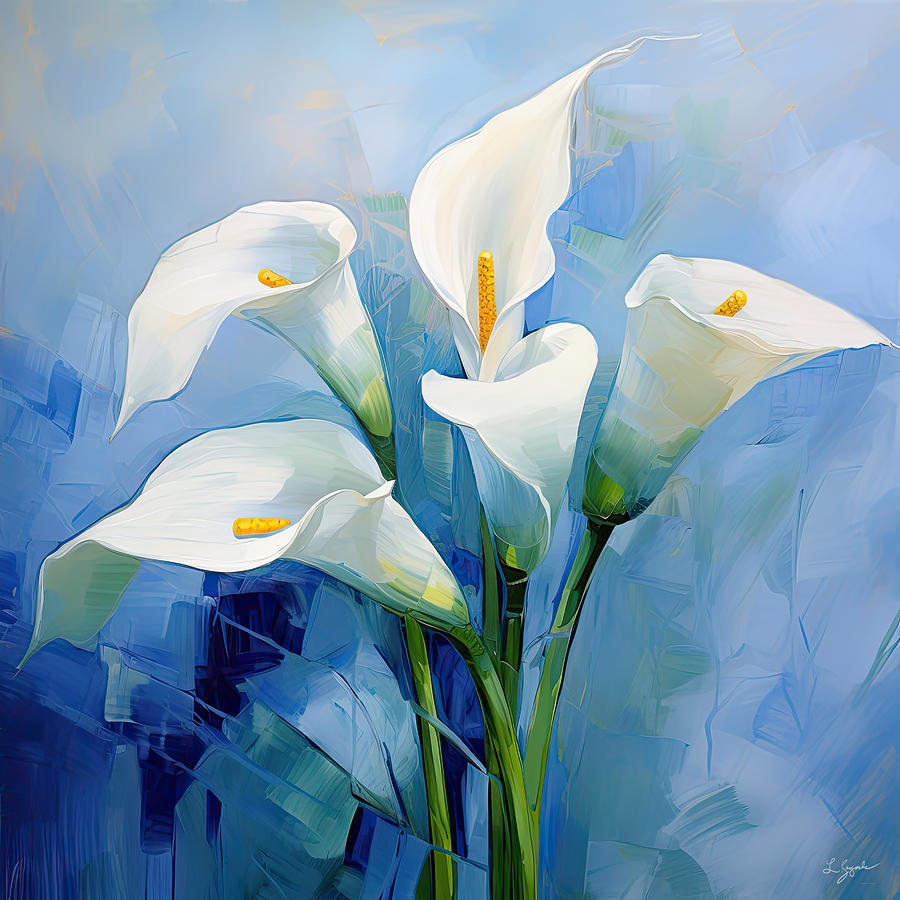 A Symphony of Blue and White - Calla Lilies Art Digital Art by Lourry Legarde