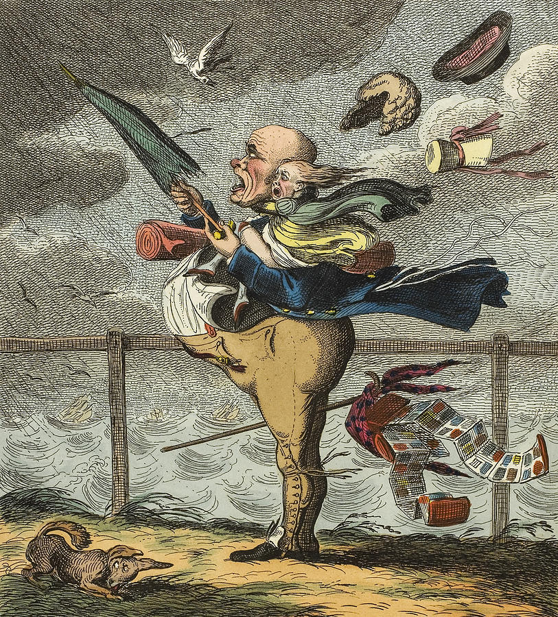 A Tailor in a High Wind Relief by George Cruikshank