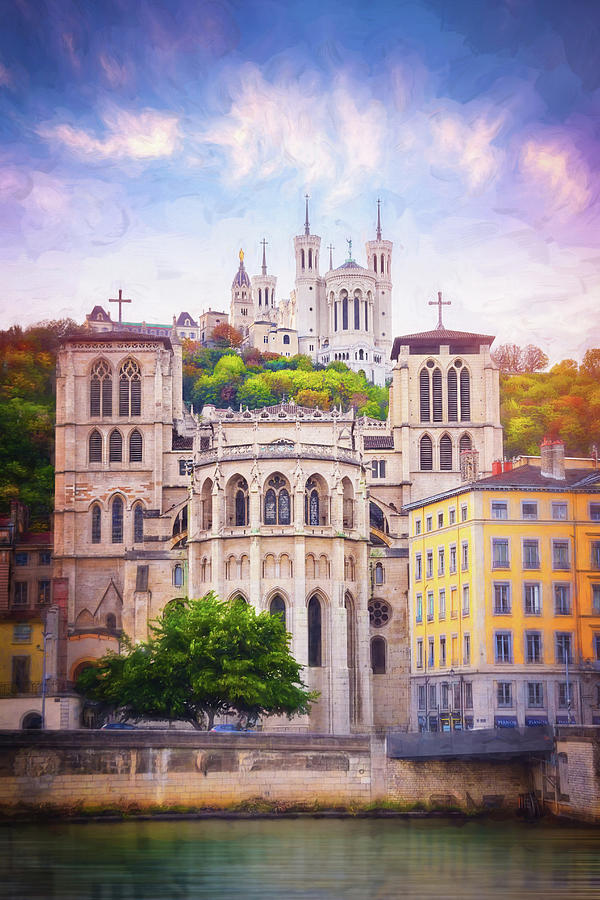 A Tale of Two Churches Lyon France  Photograph by Carol Japp