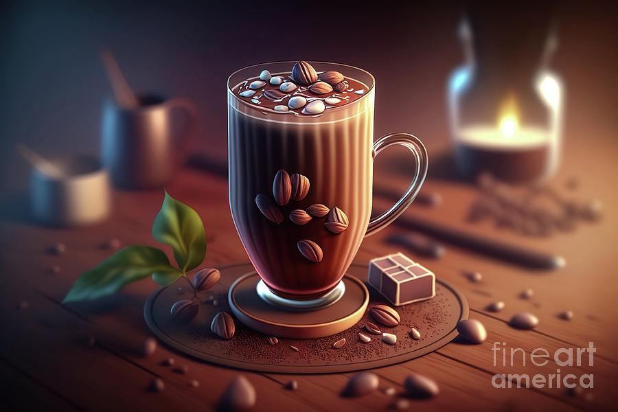 A Tempting Cup of Hot Cocoa and Coffee in a Modern GlassAi gener