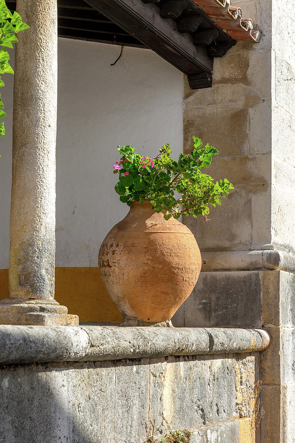 Architecture Photograph - A Terracotta Urn In Obidos by W Chris Fooshee