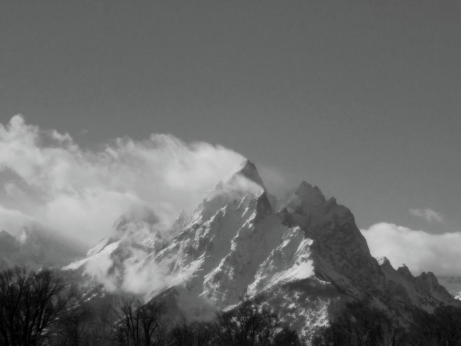 Nature Photograph - A Teton Winter Black and White by Carl Moore