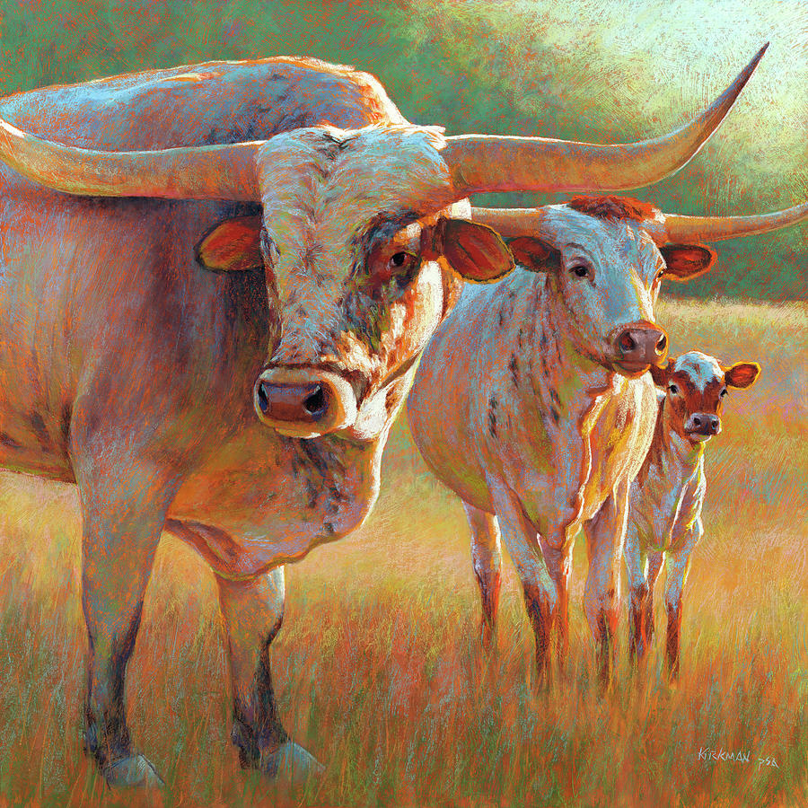 Cows Pastel - A Texas Tradition by Rita Kirkman
