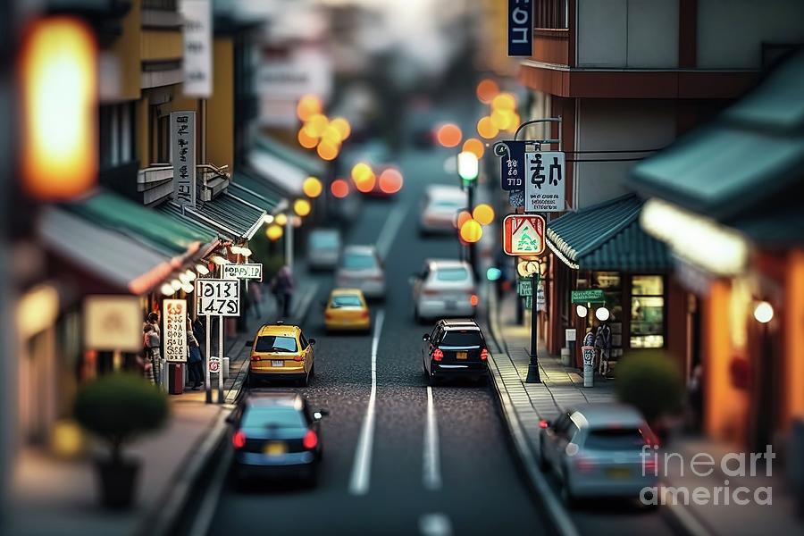 A tilt shift of the streets of a Japanese city. Ai generated. Photograph by Joaquin Corbalan