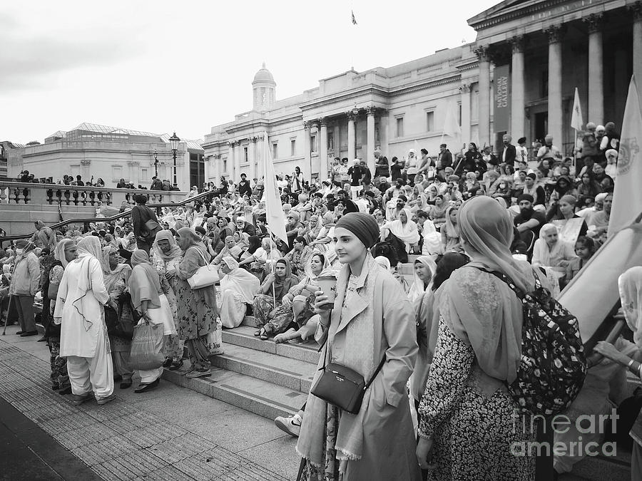Supportive Sikh Women - black and white Photograph by Rebecca Harman