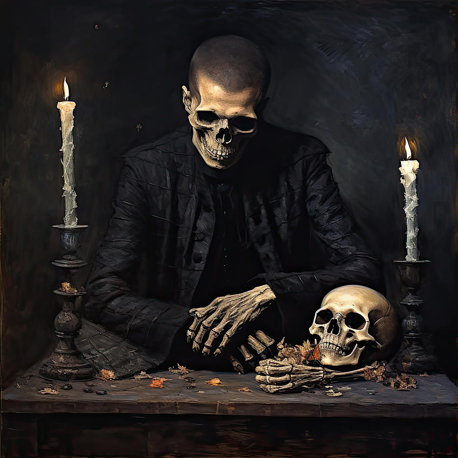 Skull Painting - A Time To Remember by Lourry Legarde