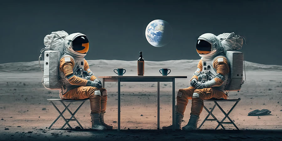A Toast on the Moon Mixed Media by Marc Orphanos
