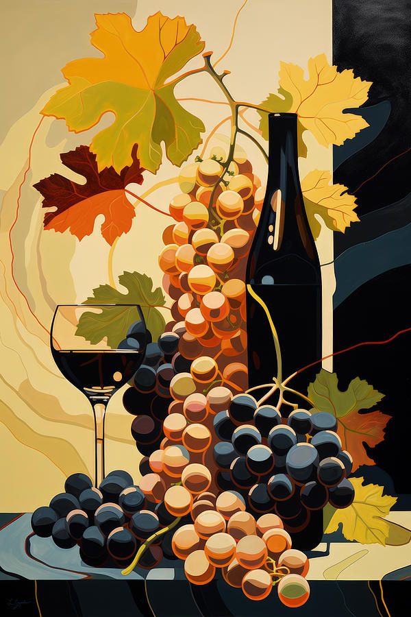 A Toast to Elegance - Red Wine Art Painting by Lourry Legarde