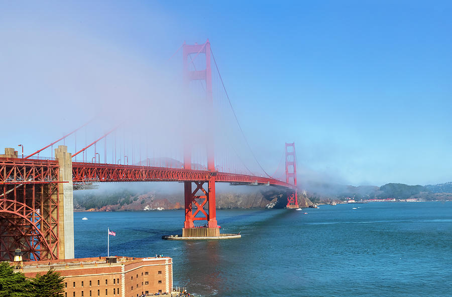 A Touch of Fog at The Golden Gate Photograph by Bonnie Follett