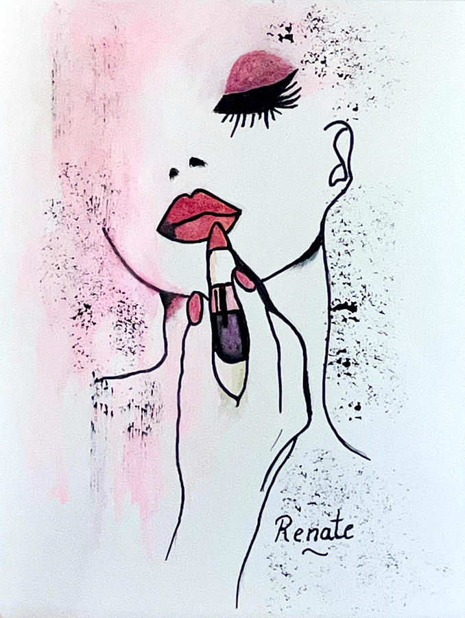 A touch of lipstick Painting by Renate Dartois