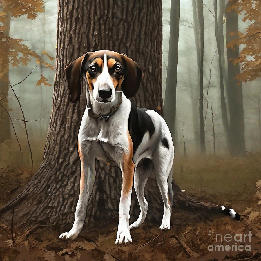 Redbone Coonhound Treeing Drawing