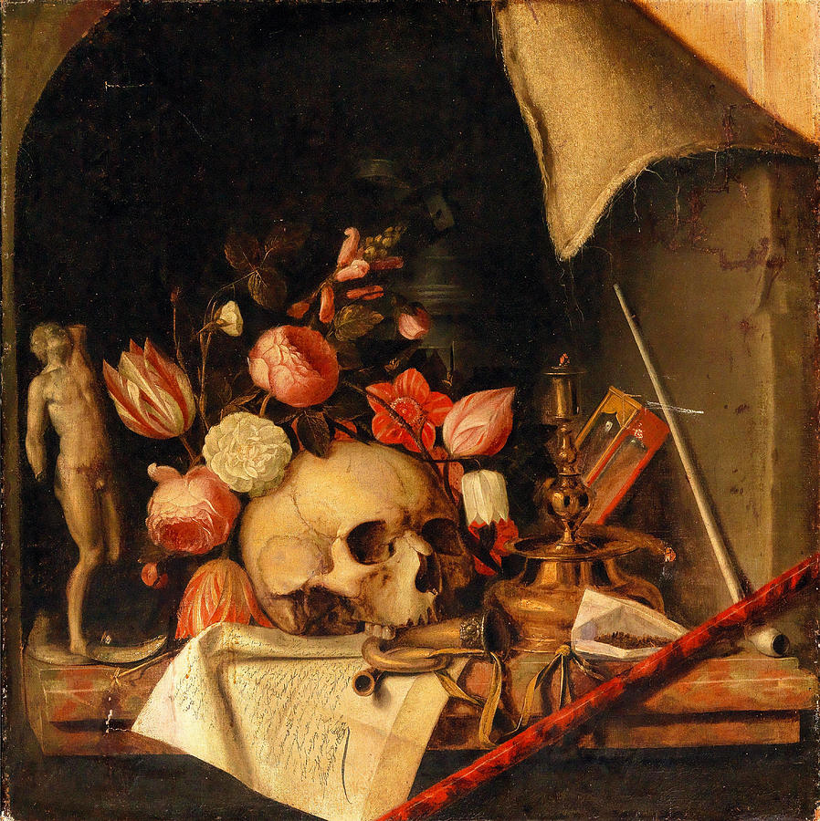 A trompe-l'oeil vanitas still life Painting by Lagra Art - Fine Art America