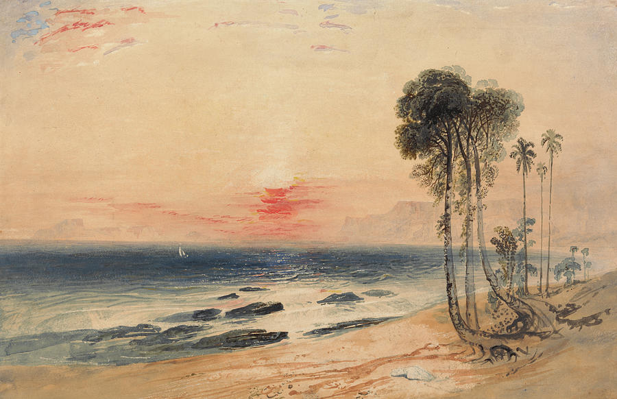A Tropical Coast, Sunset Painting by John Martin