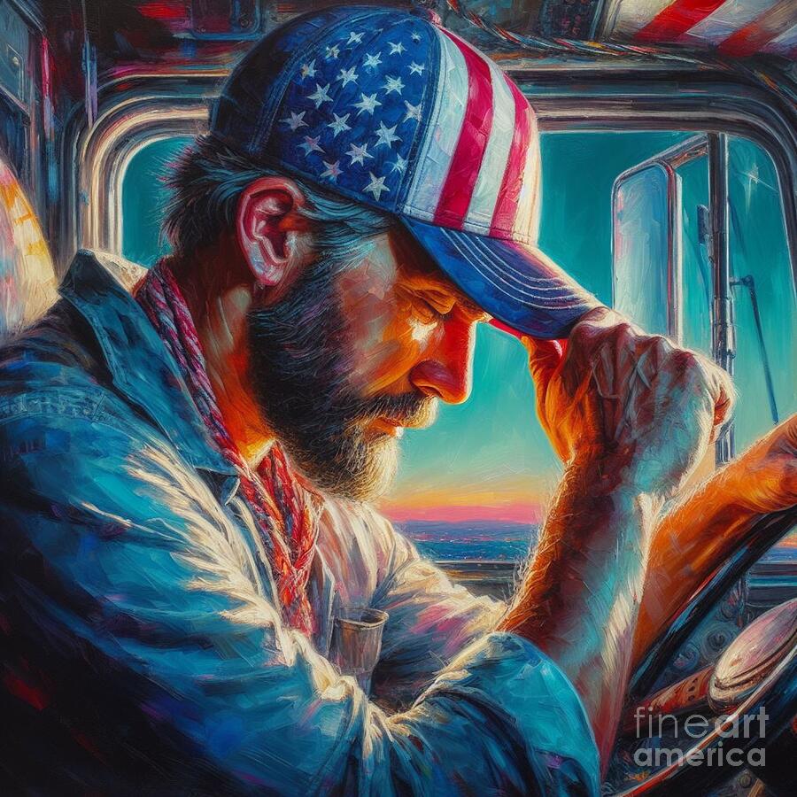 Sunset Digital Art - A Truckers Prayer by Cherl Sheffield