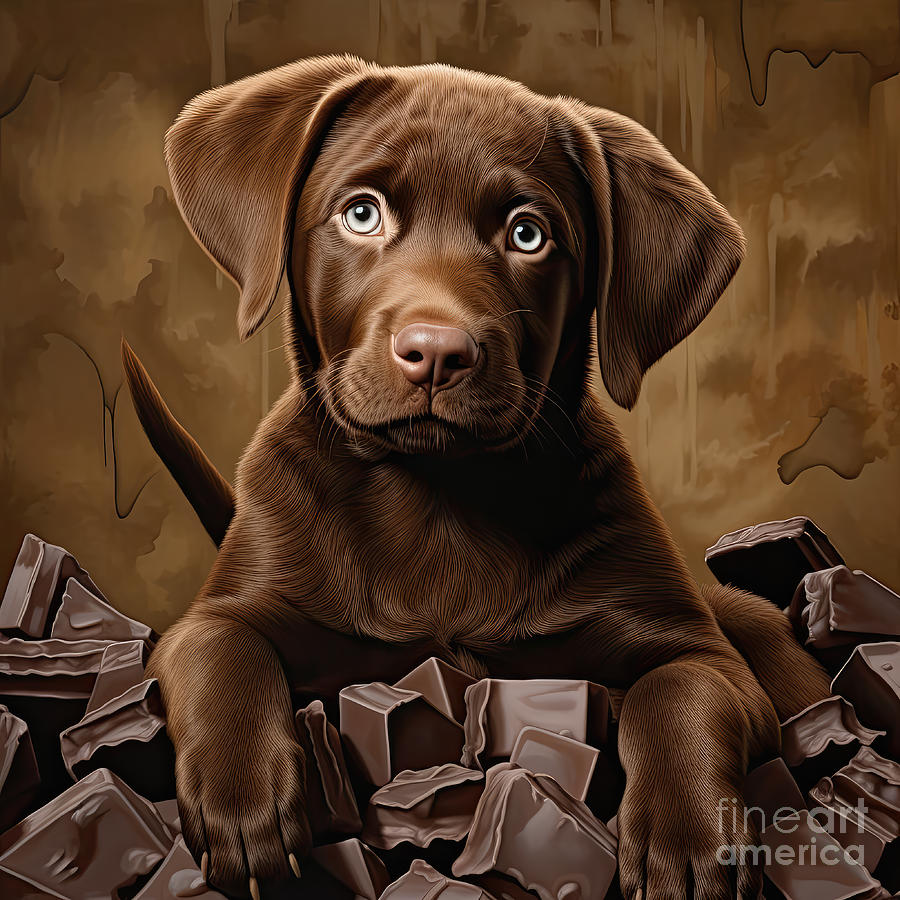 Dog Digital Art - A True Chocolate Lab 03 by Elisabeth Lucas