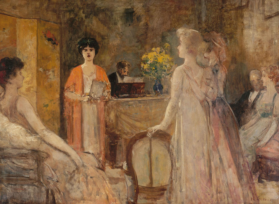 A Tuesday Evening at Madeleine Lemaires Painting by Henri Gervex